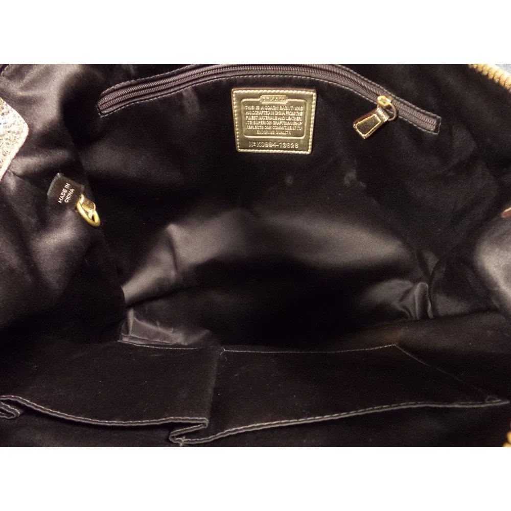 Coach Poppy Op Art Glam Tote Bag Gold Brown Classic Signature Canvas C